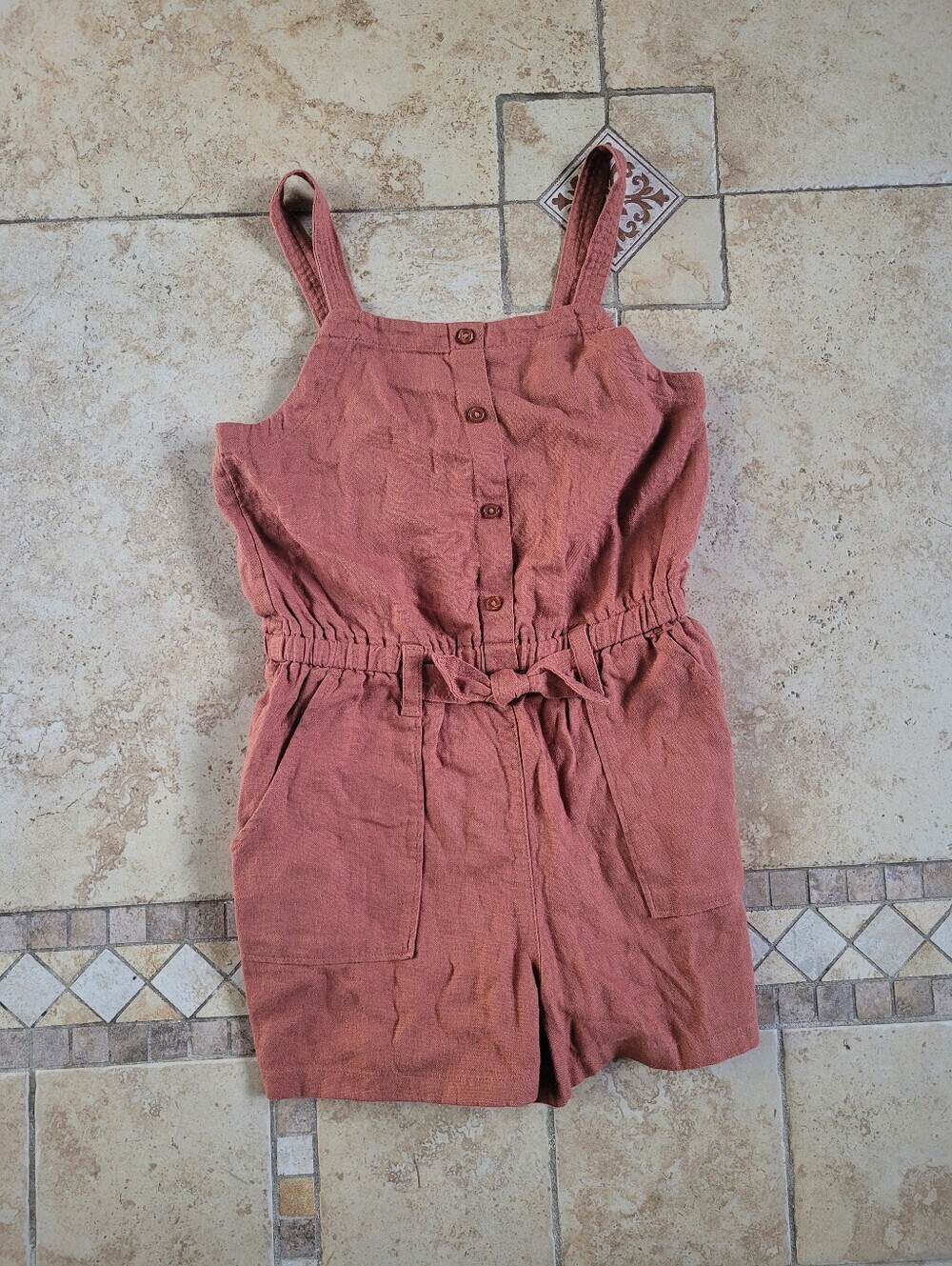 Old Navy Rust Button-Front Girls Romper - Picture 1 of 5